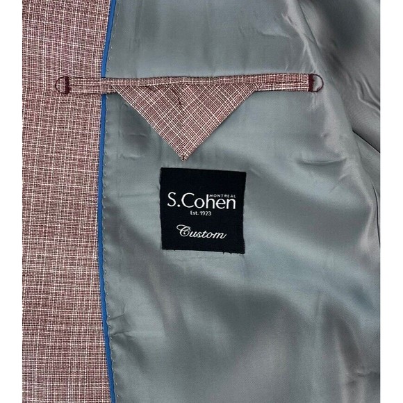 S. Cohen Custom Lanificio di Pray Wool Sport Coat Blazer Plaid Red Mens 44T - Picture 12 of 14